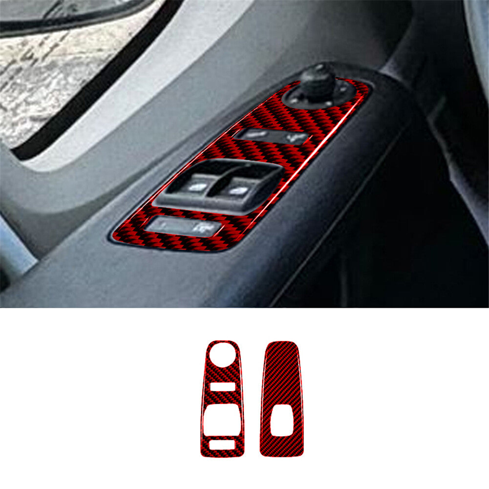 2X Red Carbon Fiber Window Lift Control Cover Trim for RAM Promaster 2014-2021