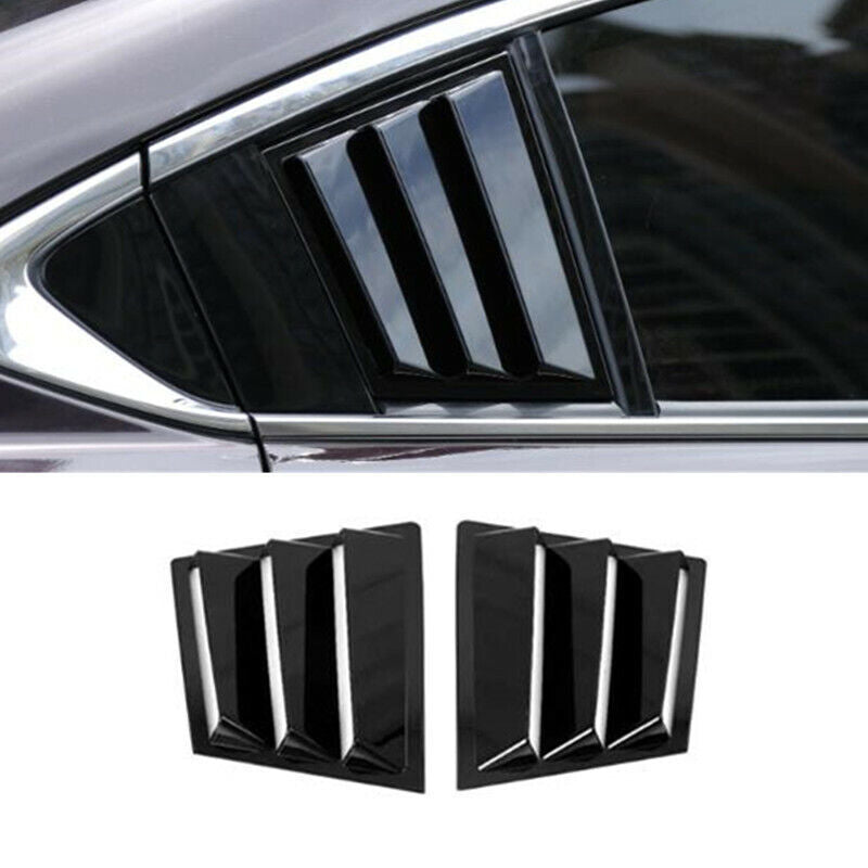 Glossy Black 2X Rear Window Louver Vent Cover Trim for Mazda 6 Atenza 2014-2021