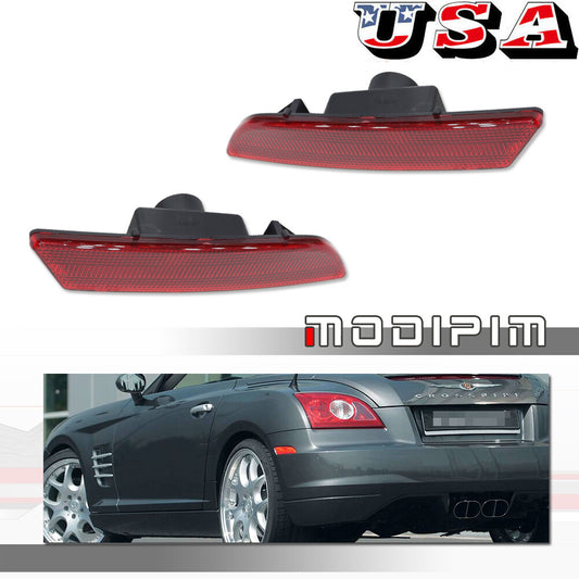A pair of red rear bumper side marker light housings for 04-08 for Chrysler Crossfire