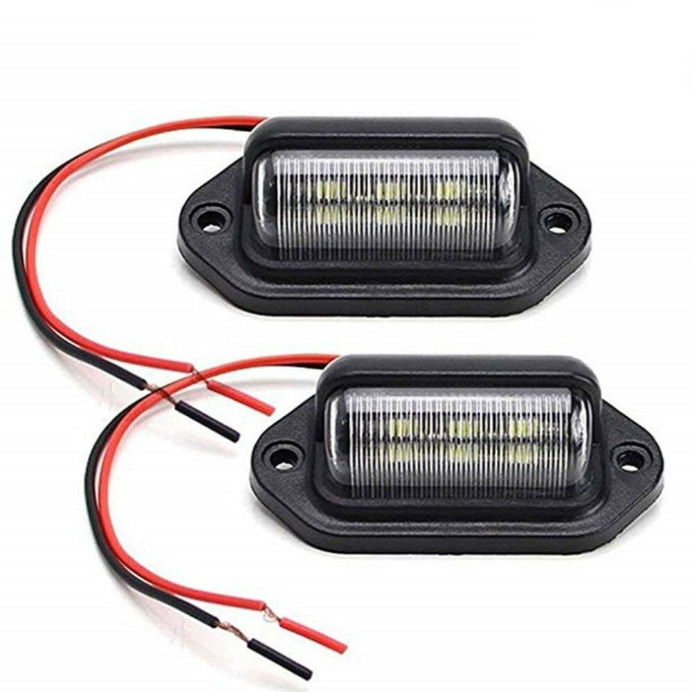 2x White 6 LED Rear Tail License Number Plate Light Lamp For Car Truck Trailer
