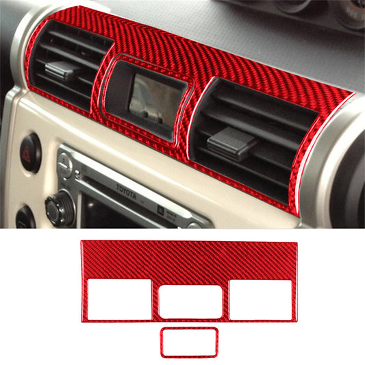Red Carbon Fiber Center Air Vent Outlet Panel Trim For Toyot@ FJ Cruiser 2007-21