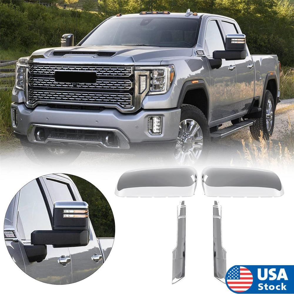 TopSide Mirror Cover Caps For Chevy Silverado for GMC for Sierra HD 2500 3500 2020-23