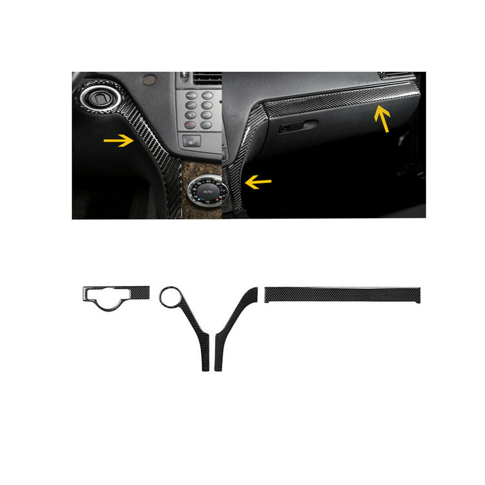 Carbon fiber dashboard trim for Mercedes-Benz C-Class W204 2007-2010