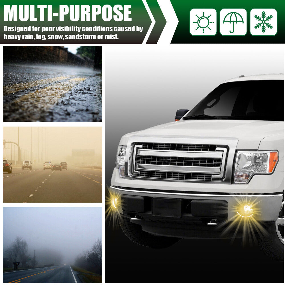 Suitable for 11-14 year old for Ford F-150 2-piece anti-collision fog light driving light with switch/bracket