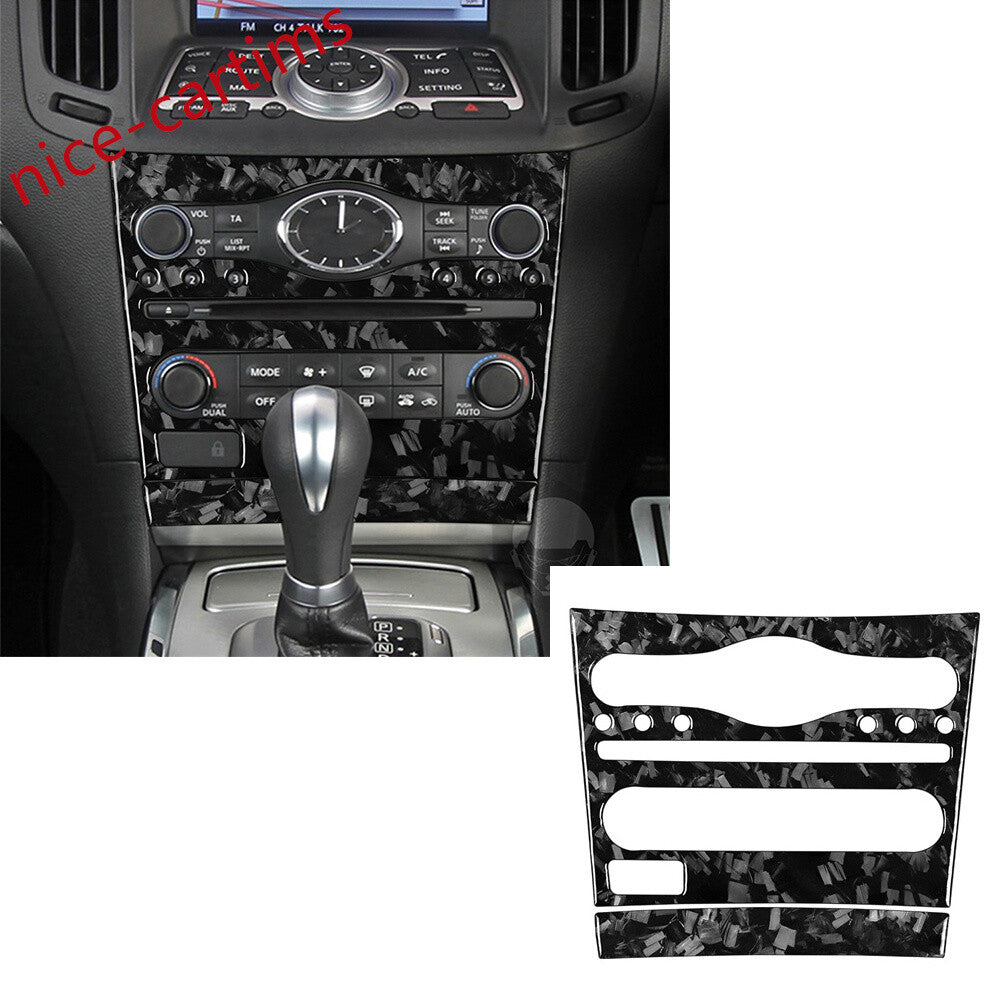 2¡ÁForged Carbon Fiber Center Console AC CD Trim for Infiniti G37 2007-13 G25 Q60