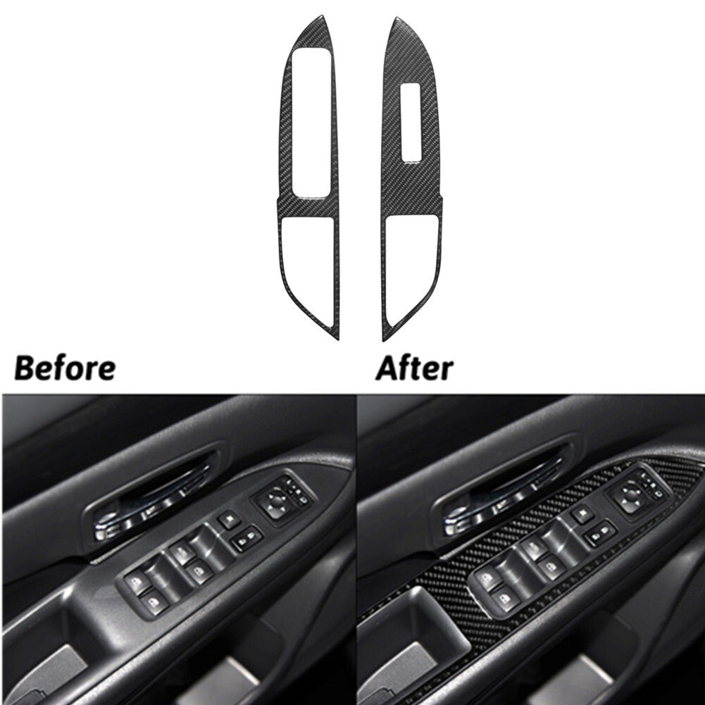 2x Carbon Fiber Front Door Switch Cover Trim for Mitsubishi Outlander 2014-2016