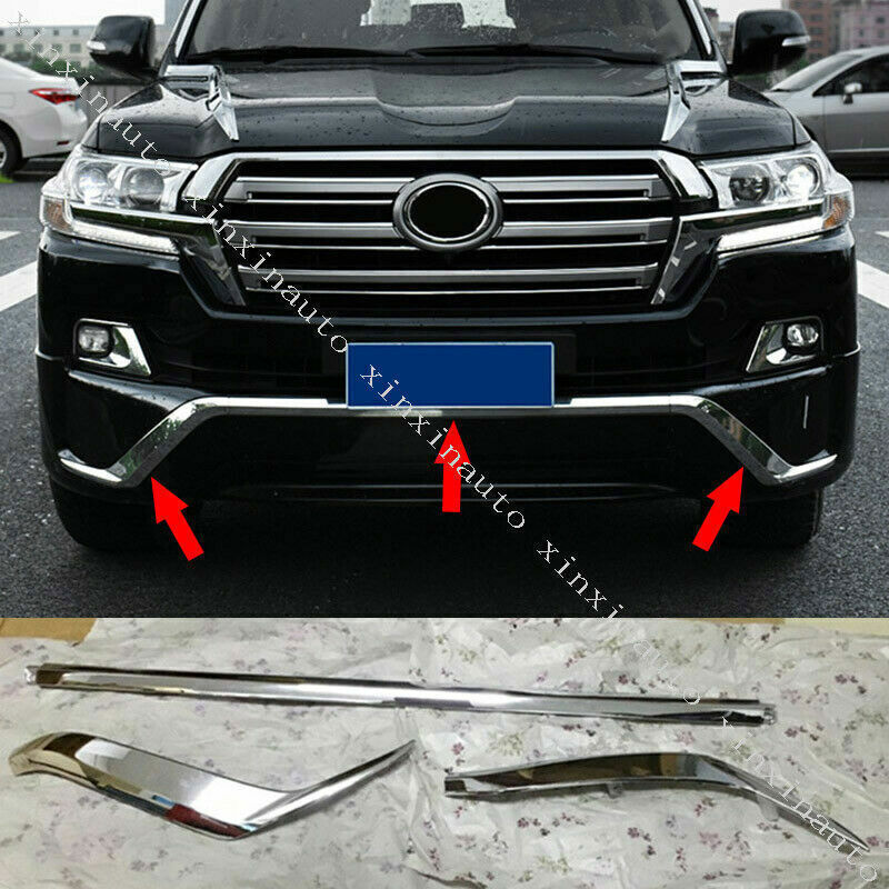 ABS Chrome Front Bumper Lip Strip Replace for Toyota for Land Cruiser LC200 2016-21