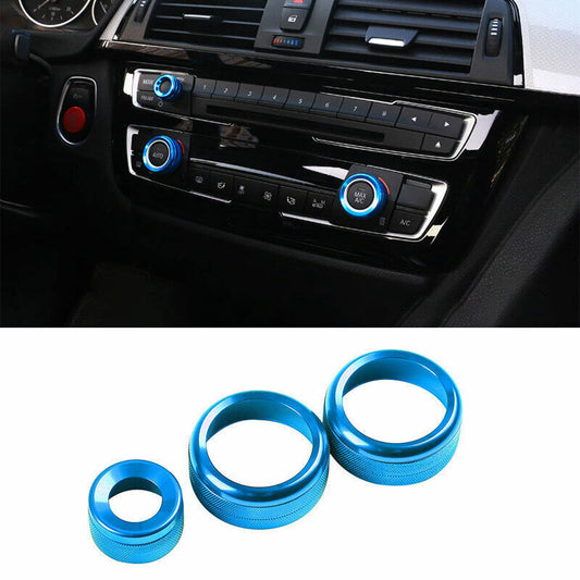 Console Volume Switch Ring for BMW 3 4 Series GT 2014-18 Blue Aluminum Alloy 3P