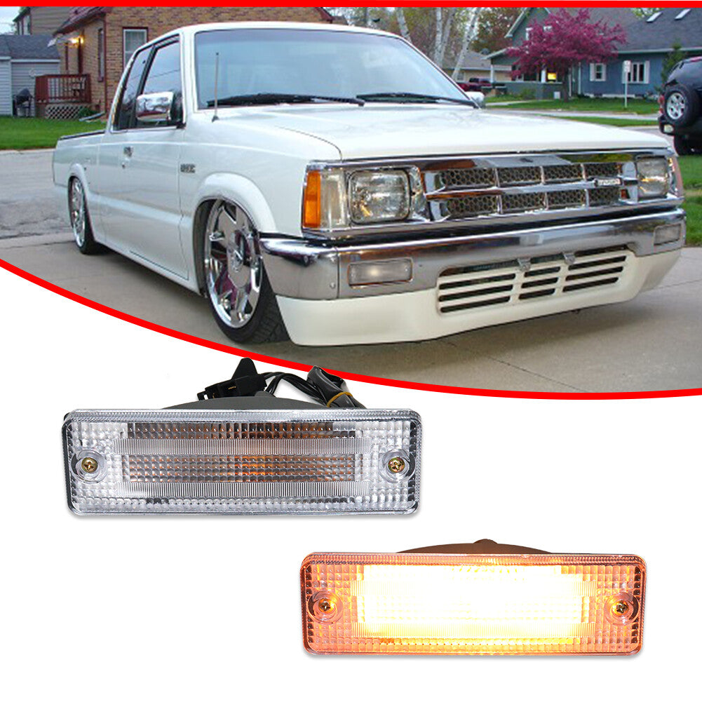 Transparent front corner lights are suitable for Ford for Mazda 323, 626, B2200, and B2600 pickup trucks.