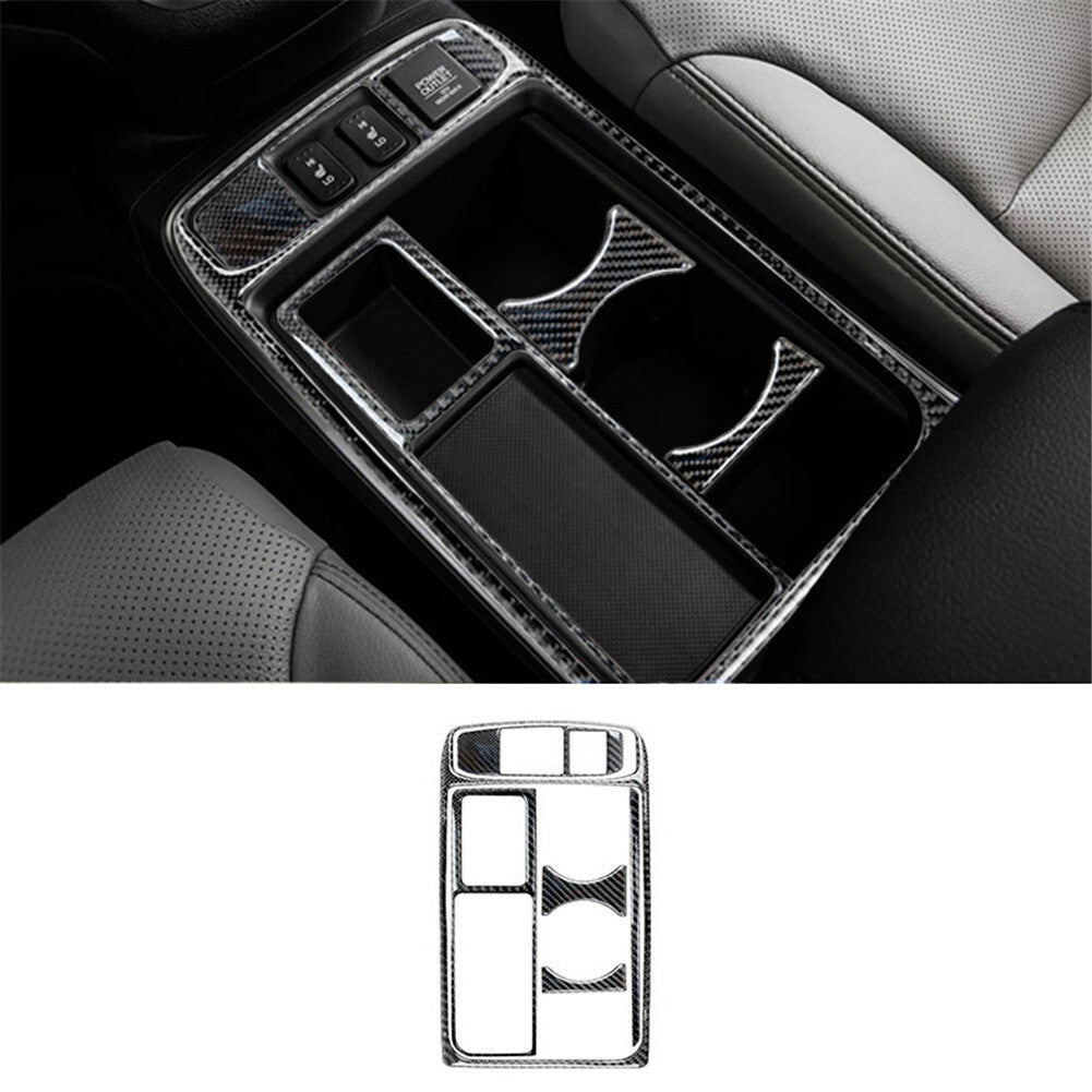 Carbon Fiber Center Console Cup Holder Cover Trim for Honda CRV CR-V 2015-2016