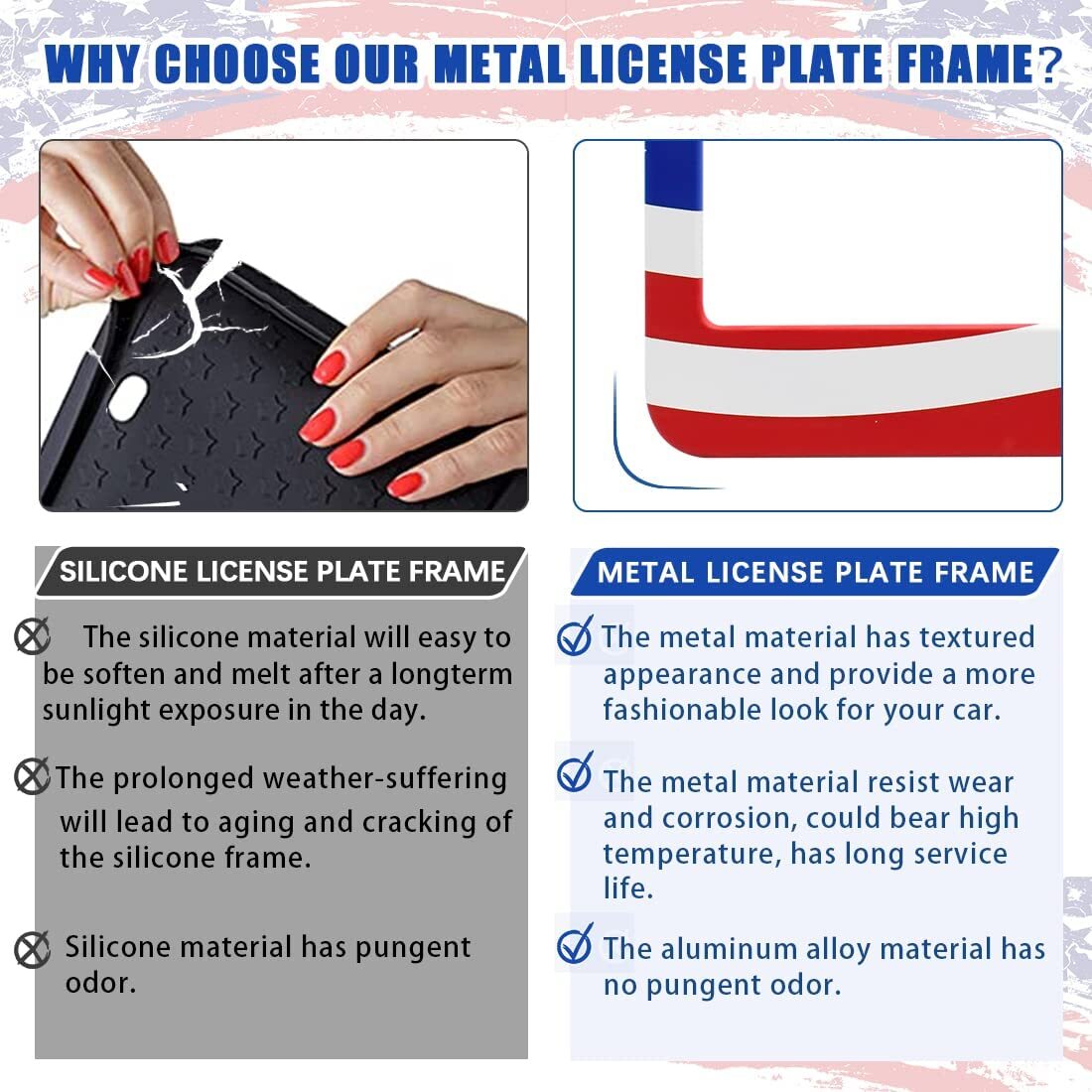 2PCS  for ford  F150 F250 F350 US Flag Patriotic Cab License Plate Tag Frame Cover