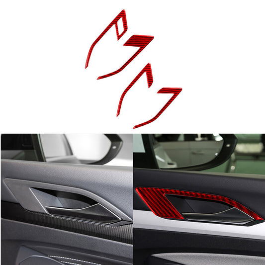 Red Carbon Fiber Inner Door Handle Frame Cover Trim for VW for Golf 8 MK8 GTI 2021
