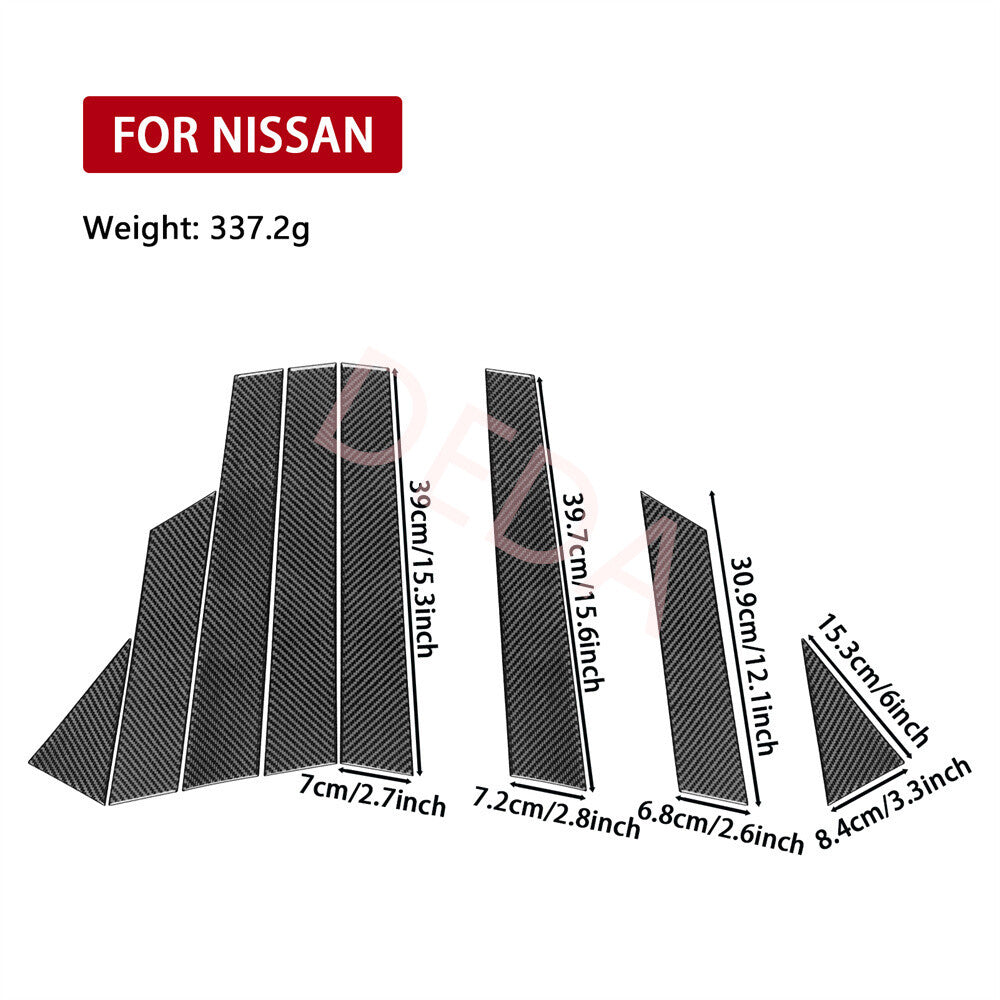 Carbon Fiber Door Window Pillar Post Panel Cover for Nissan Altima Teana 2013-18
