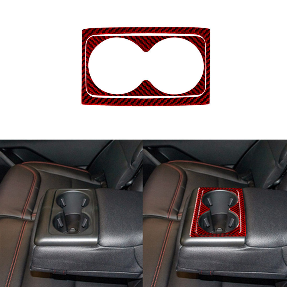 Red Carbon Fiber Rear Cup Holder Frame Cover Trim for Ford Explorer 2020-2023