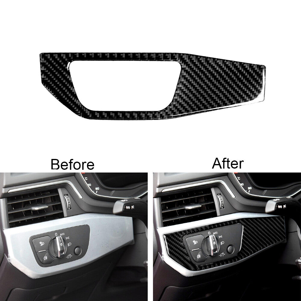 for Audi for A4 B9 2017-2019 Carbon Fiber Headlight Switch Panel Cover Trim Sticker