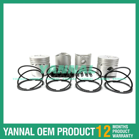 4-piece piston with piston rings + 0.5 mm for Mitsubishi K4E engine (extra-large size)