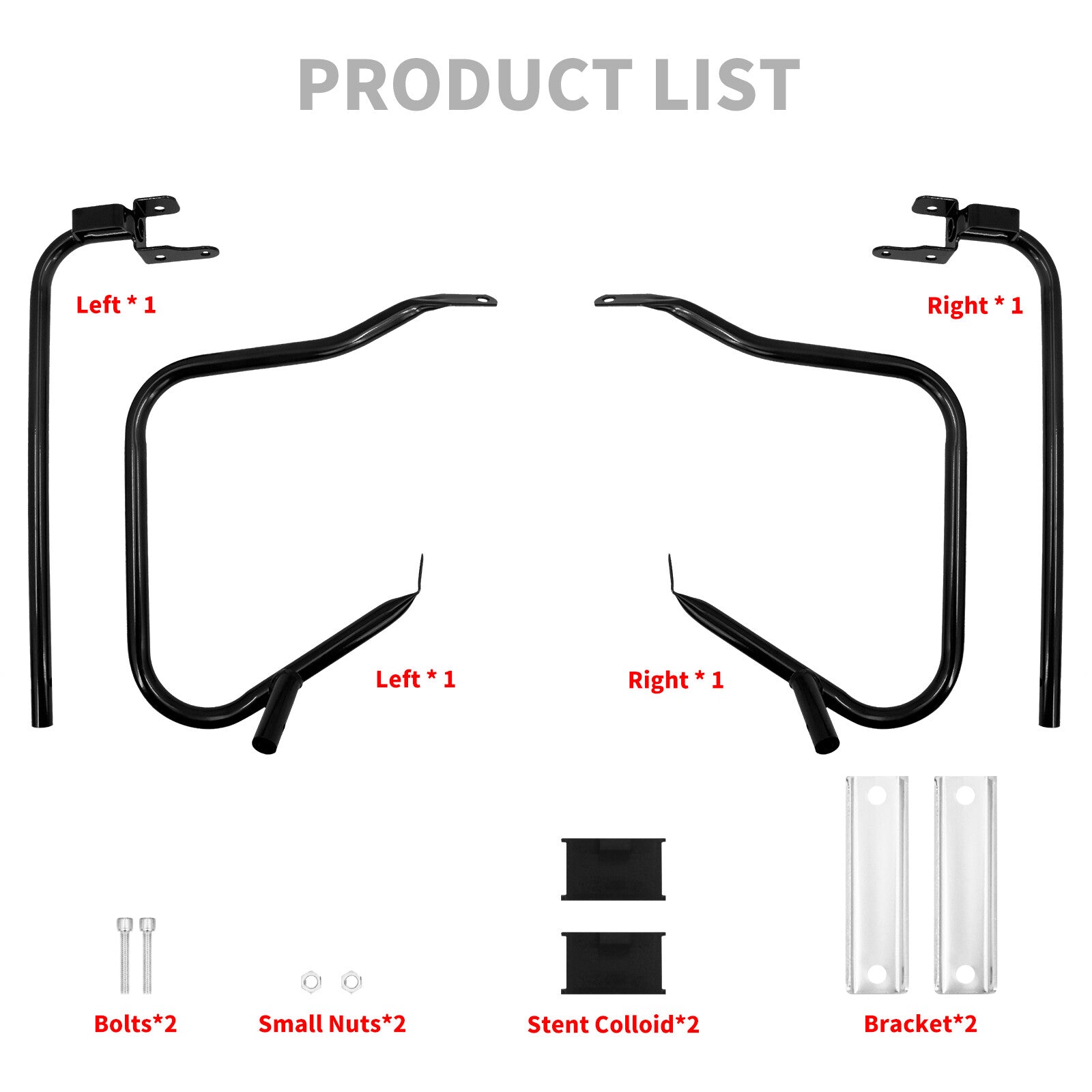Black Saddlebag Bracket Guard Set w/ Support Bar Fit for Harley Touring 14-2022