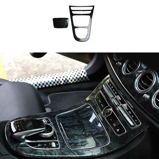 for Benz E-Class 2016-18 Black Wood Grain Central Console Gear Shift Panel Trim