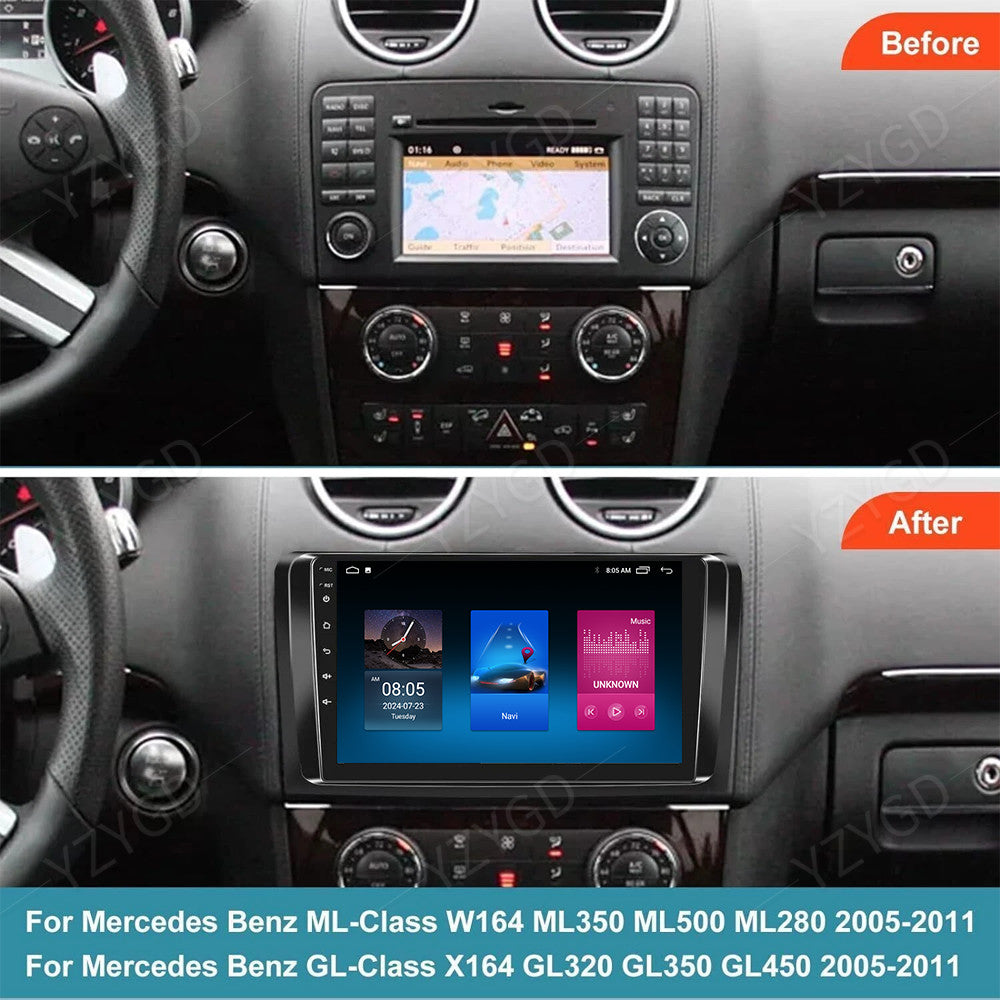 9 Android CarPlay for Mercedes for Benz ML350 GL450 2007-2011 Car Radio GPS WIFI BT