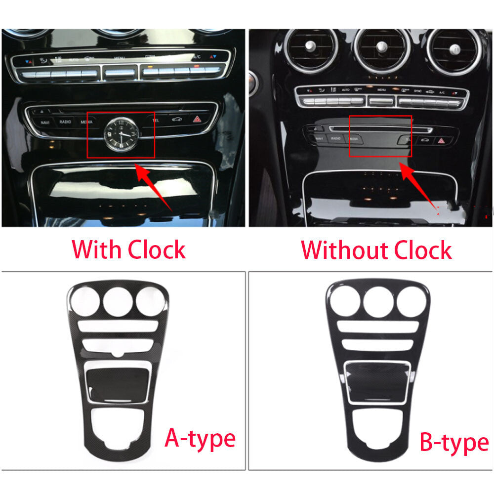 for Benz C GLC Class W205 X253 2015-18Carbon ABS Central Console Gear Panel Trim