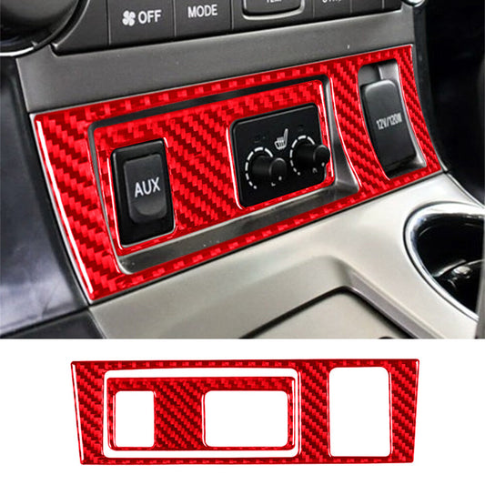 Red Carbon Fiber for Seat Heating Button Panel Cover For T@yota Highlander 2008-2013