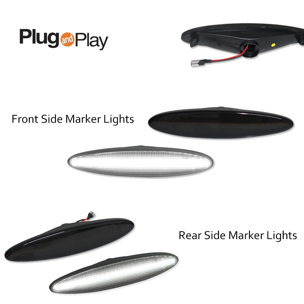 Four smoked lenses and front and rear white LED side marker lights for Lexus SC430 2002-2010