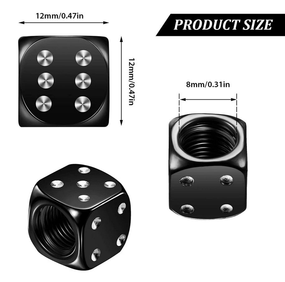 4-piece car tire valve cover rod air dust cover dice silver for Toyota