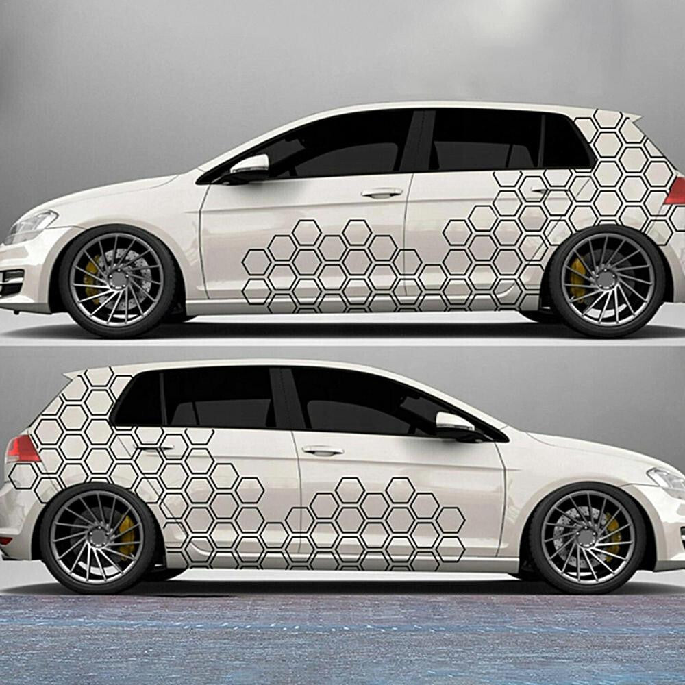 Honeycomb Hexagon Stickers Waterproof Accessories For Car Body Waist Line Kit