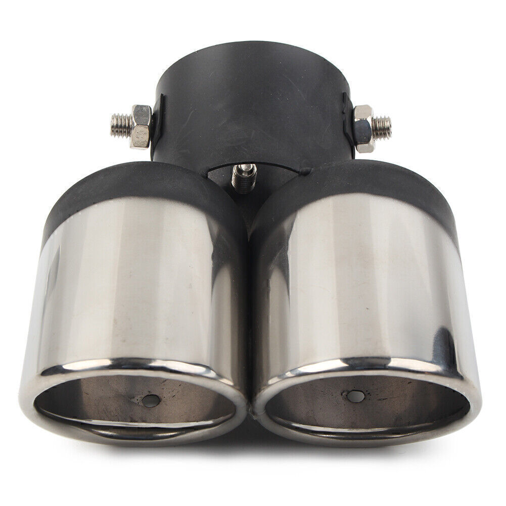 Universal Dual Rear Exhaust Pipe Trim Tip Tail Pipe Muffler End Stainless Steel