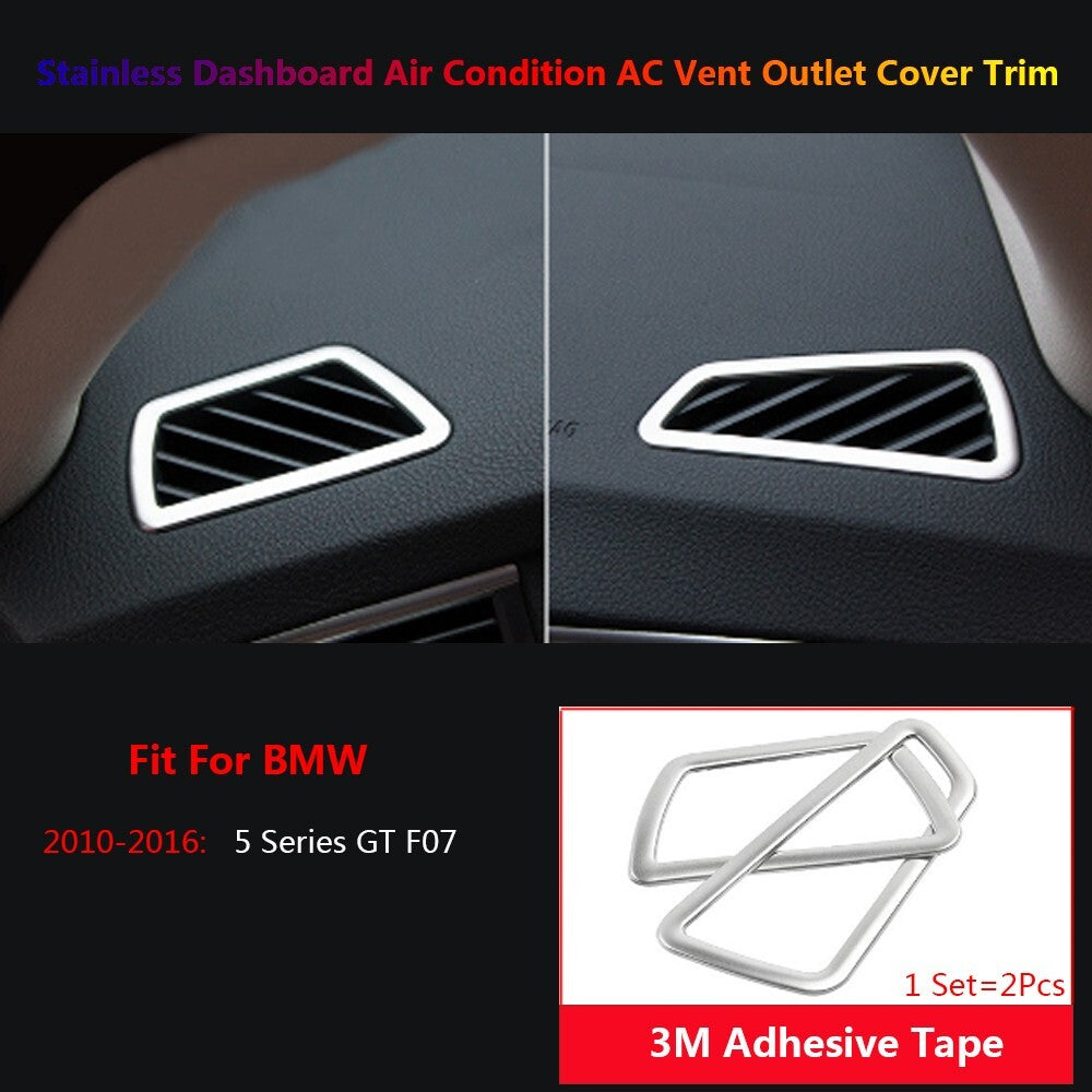 2x Stainless for BMW 5 Series GT F07 Car Dashboard AC Air Vent Outlet Cover Trim
