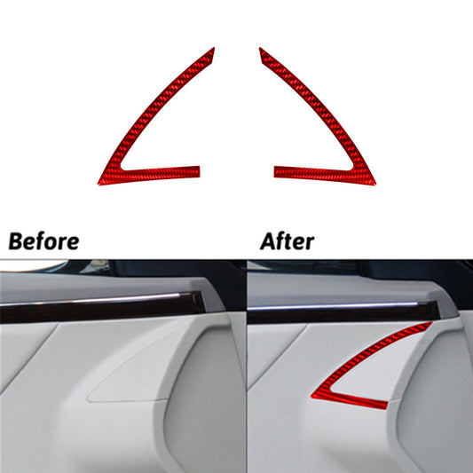 2PCS Red Carbon Fiber Door Speaker Sticker Trim for Hyundai Azera 2006-2011