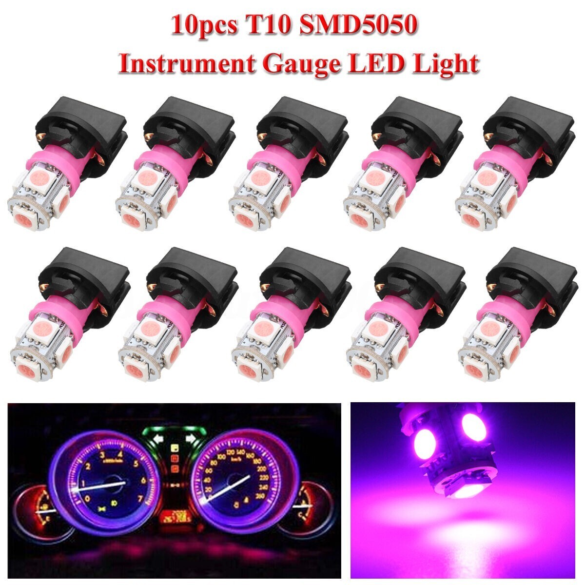 10ps Purple For 194 LED Bulbs For Instrument Gauge Cluster Dash Light +