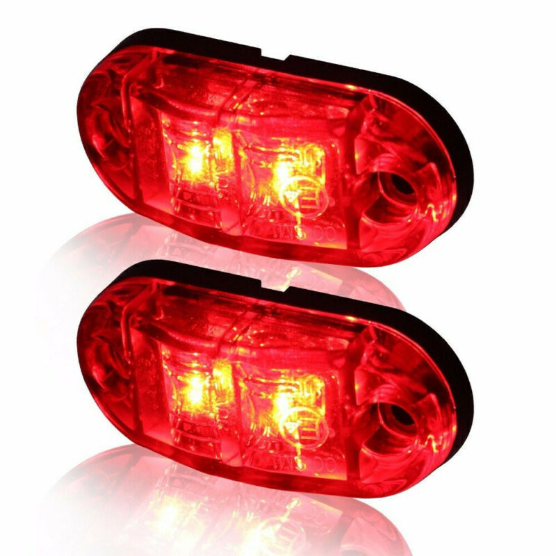 Red 2 LED Side Marker Lights Clearance for Camper Trailer Truck Lamp 12V-24V