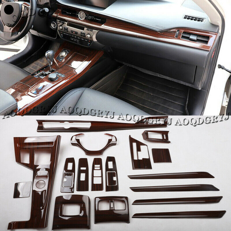 for Lexus ES200 250 300H 2013-2017 Interior Wood Grain Dash Trim Decor Kit Set