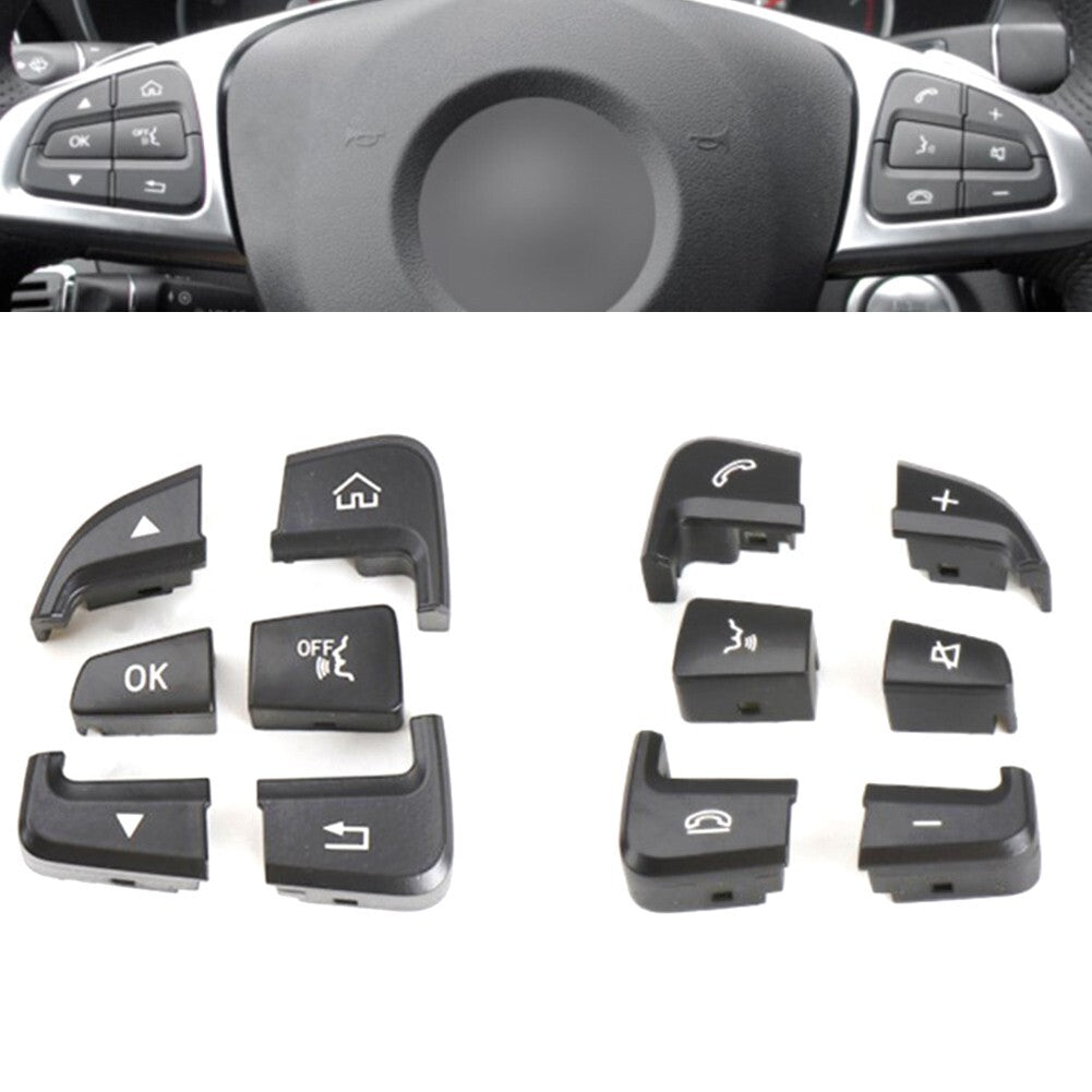 12Pcs Steering Wheel Switch Button Black for Benz C-Class W205 GLC-Class W253