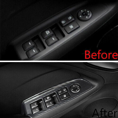 Glass Window Lifting Lock Panel Trim 4 for Kia K3 2014-2018 Black Carbon Fiber