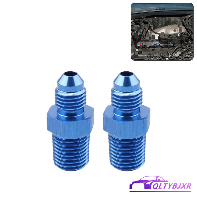 2Pcs 4AN AN4 Male Flare to 1/4 NPT Pipe Thread Fitting Adapter Aluminum Blue