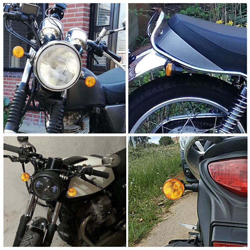 4x Silver Motorcycle Turn Signals Indicator Blinker Amber Light for Honda for Suzuki