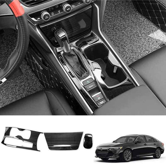 3Black Titanium Middle Console Gear Shift Panel Trim for Honda Accord 2018-2022
