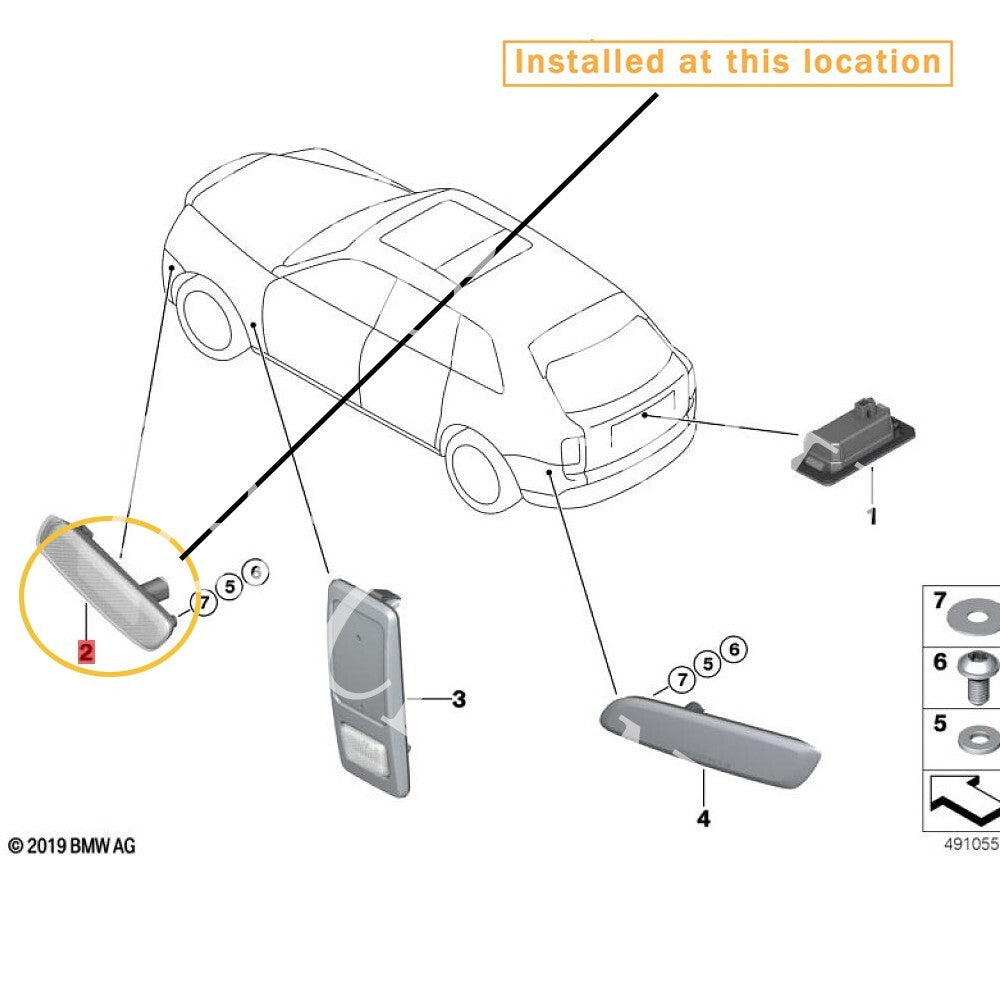for Rolls-Royce Cullinan indicator light (left) : 63147953987