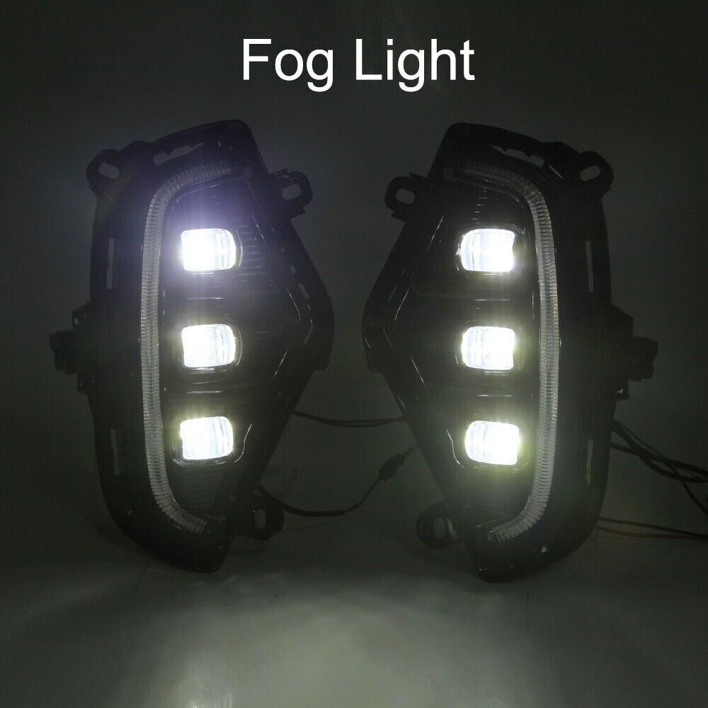 LED DRL Daytime Running Light Fog Lamps w/Turn Signal for Toyota RAV4 2019-2022