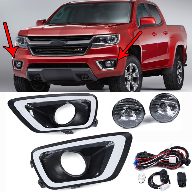 Fog Driving Lights Lamps Left Right Pair Set For 2015 2016-2019 for CHEVY COLORADO