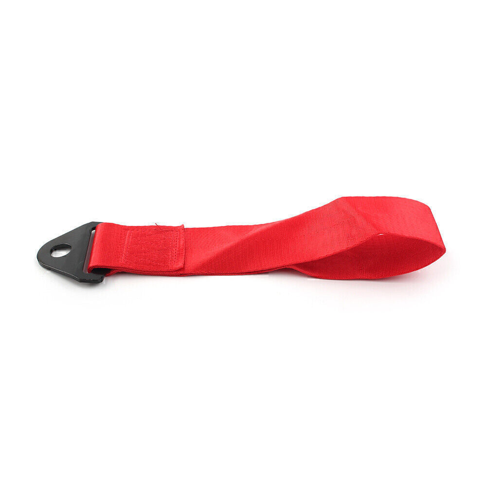 Racing Tow Towing Strap Belt Rope Rally Hook Universal Rear/Front Bumper Red