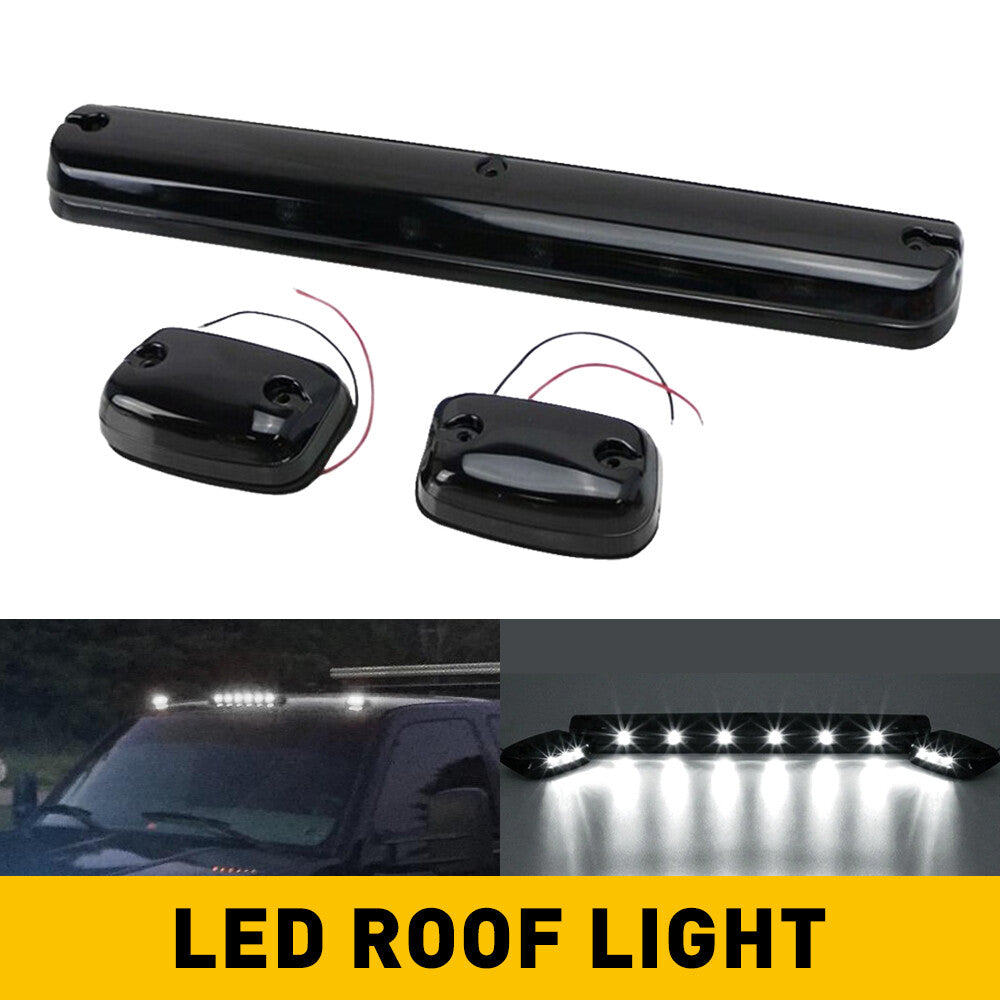 3-Pack Smoke Cab Roof Run LED White Lights for 02-07 for Chevrolet Silverado for GMC for Sierra