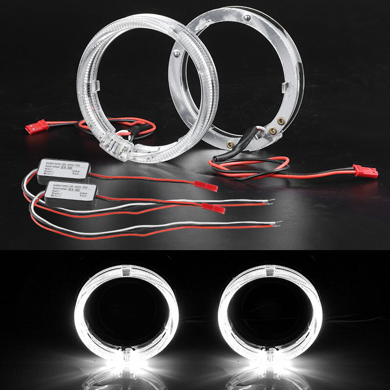 2x White 80mm LED Light Guide Angel Eyes Halo Rings For Car Headlight Retrofit