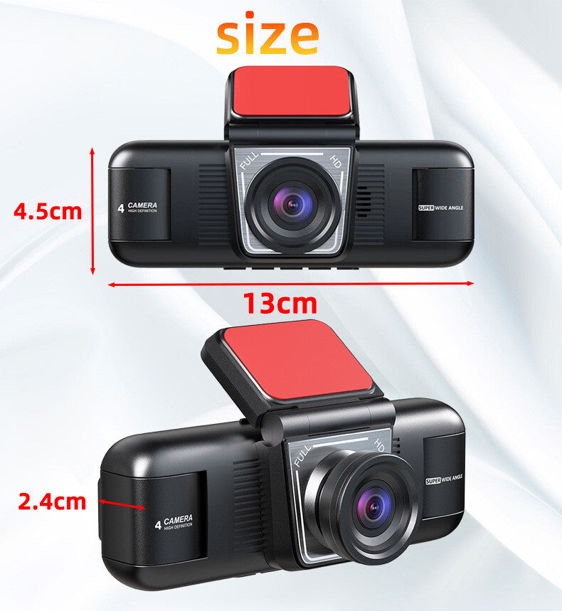 Car Dash Cam Loop Recording G-Sensor Night Vision 4 Channel Driving Camera