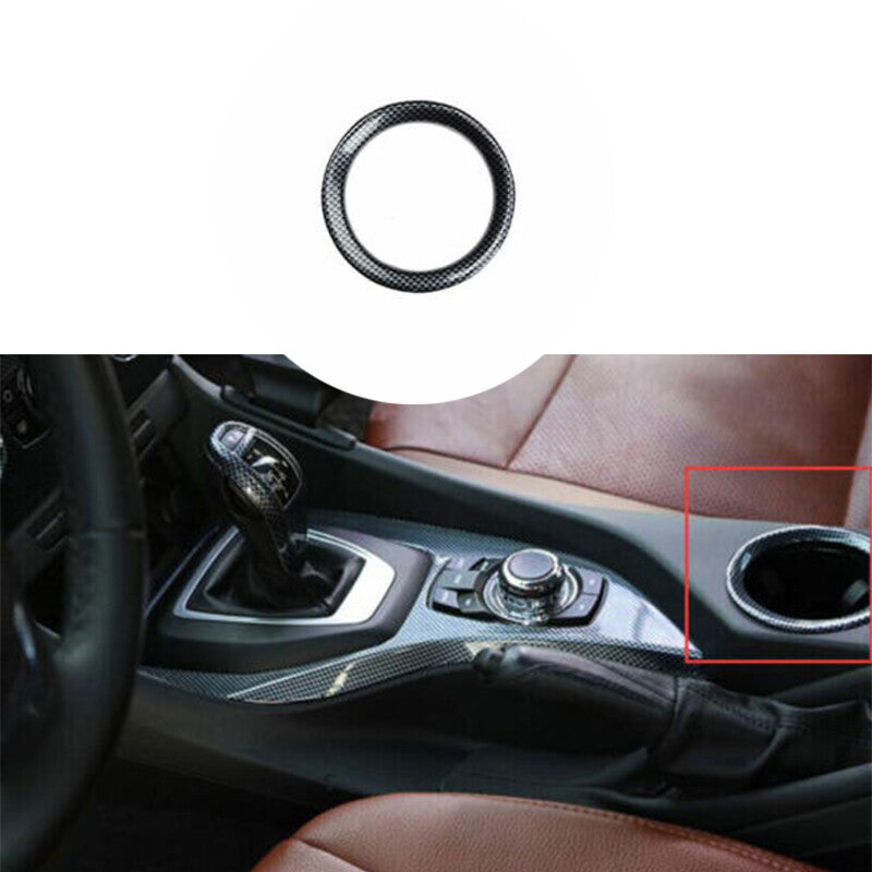 Carbon Fiber Middle Console Drinking Glass Trim Fit Auto for BMW X1 E84 2010-15