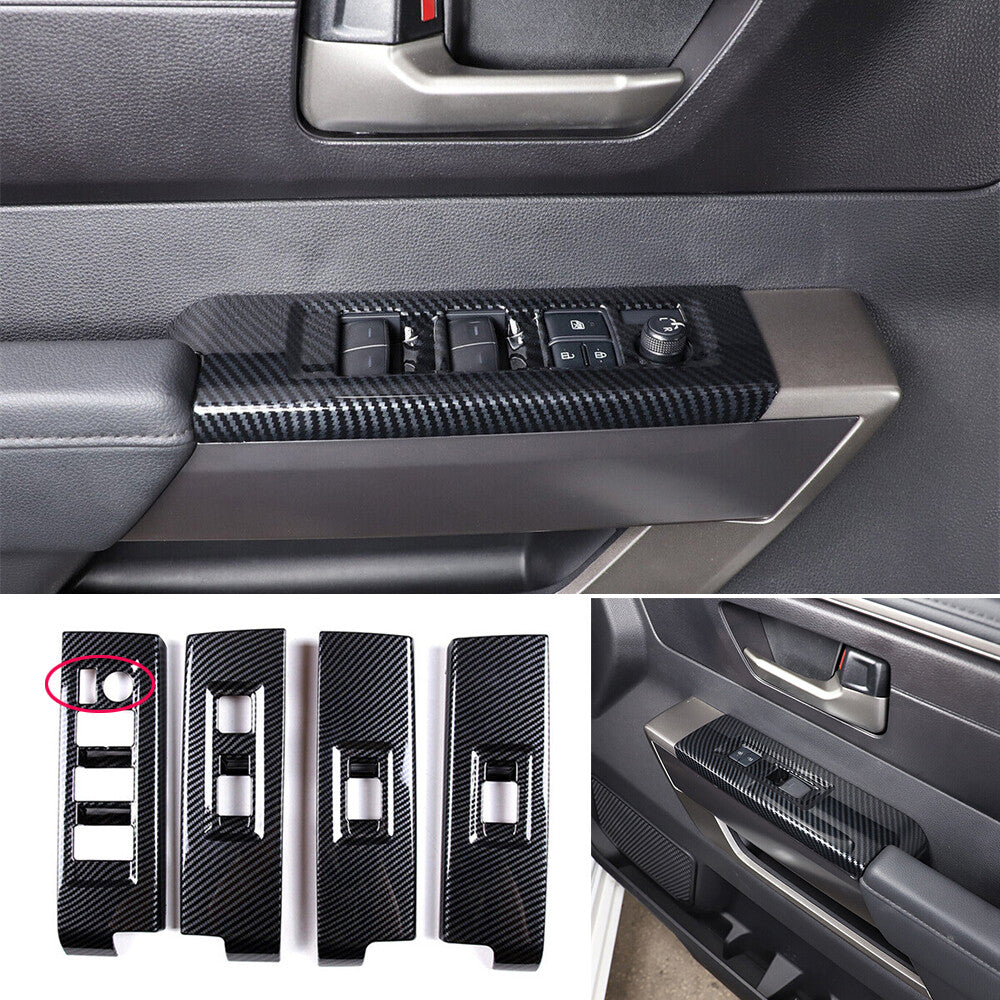 Carbon Fiber ABS Window Lift Switch Button Trim For Toyot@ Tundr@ /Sequoia 2022+