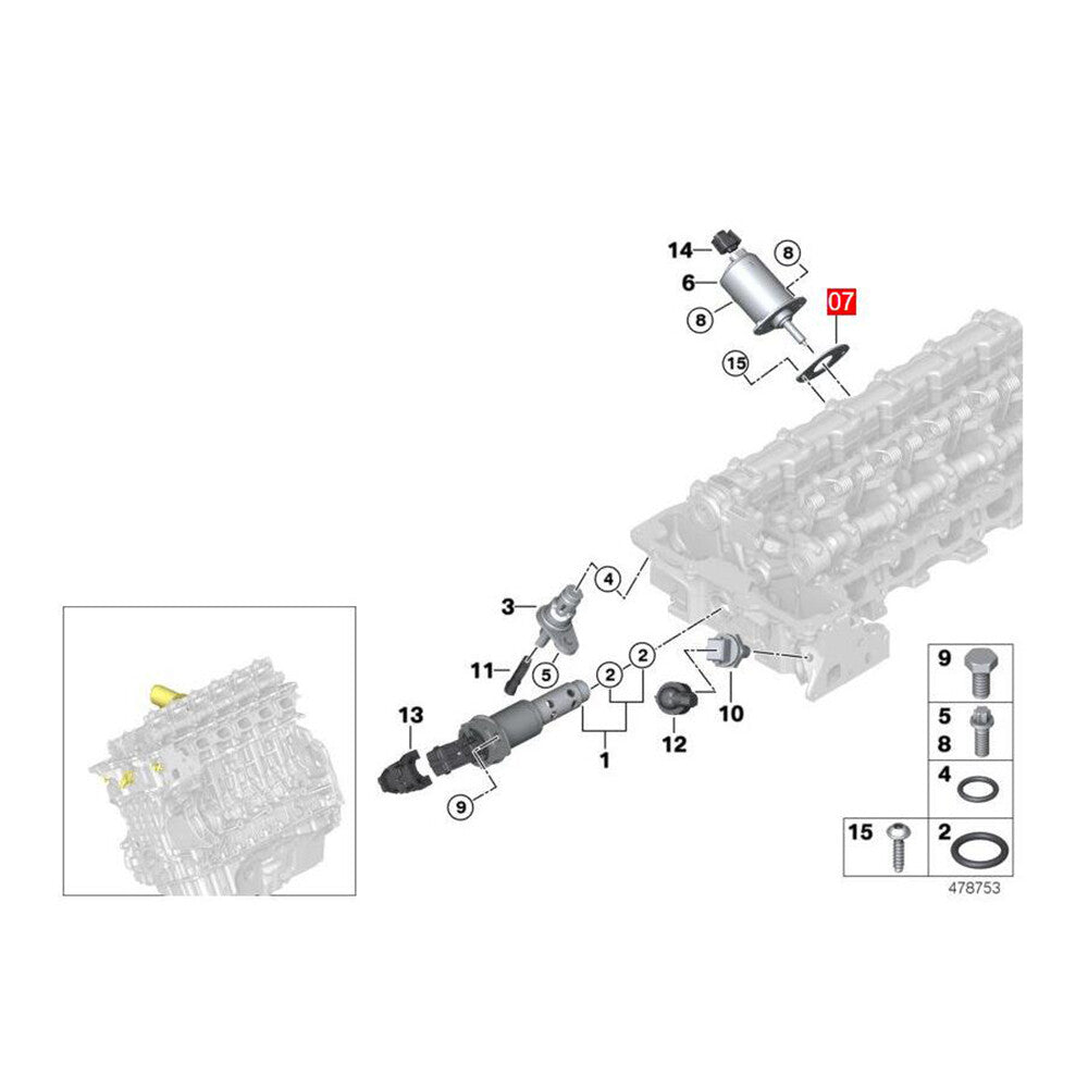 Engine camshaft adjuster seal suitable for BMW E87 E90 E93 F10 F11 E64 E66 F02 X3 X5 Z4