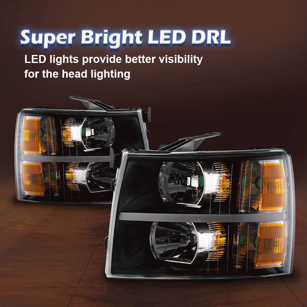 Fits 07-13 for Chevrolet Silverado 1500 2500 3500 LED DRL Strip Yellow Cedar White